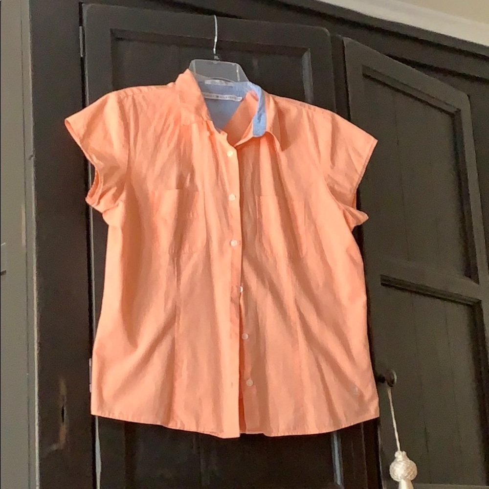 Orange button up, size 16